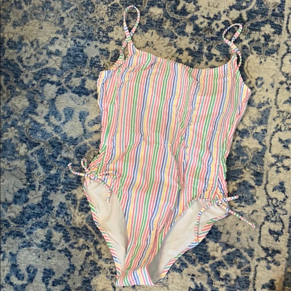 J. Crew Seersucker One Piece Swimsuit